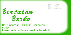 bertalan barko business card